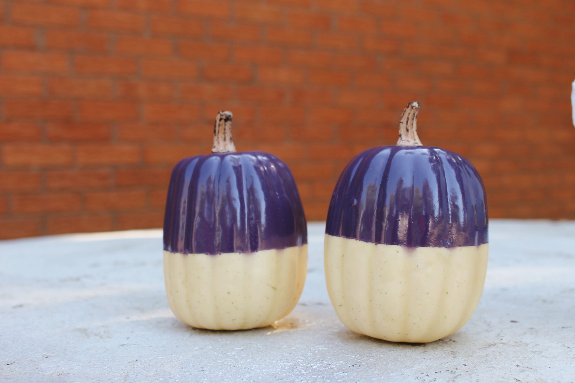 DIY Dipped Painted Pumpkins purple tops