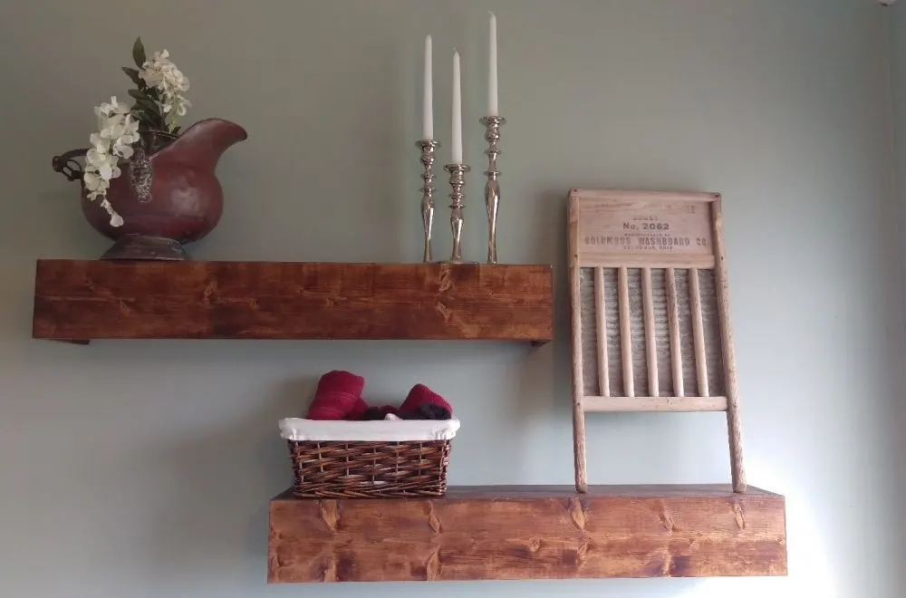 How to Make a Wooden Countertop for Your Bathroom floating shelf inspiration