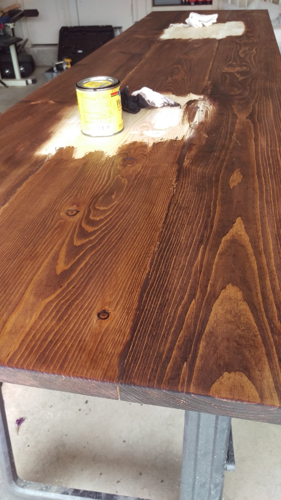 How to Make a DIY Wooden Countertop for Your Bathroom staining wood