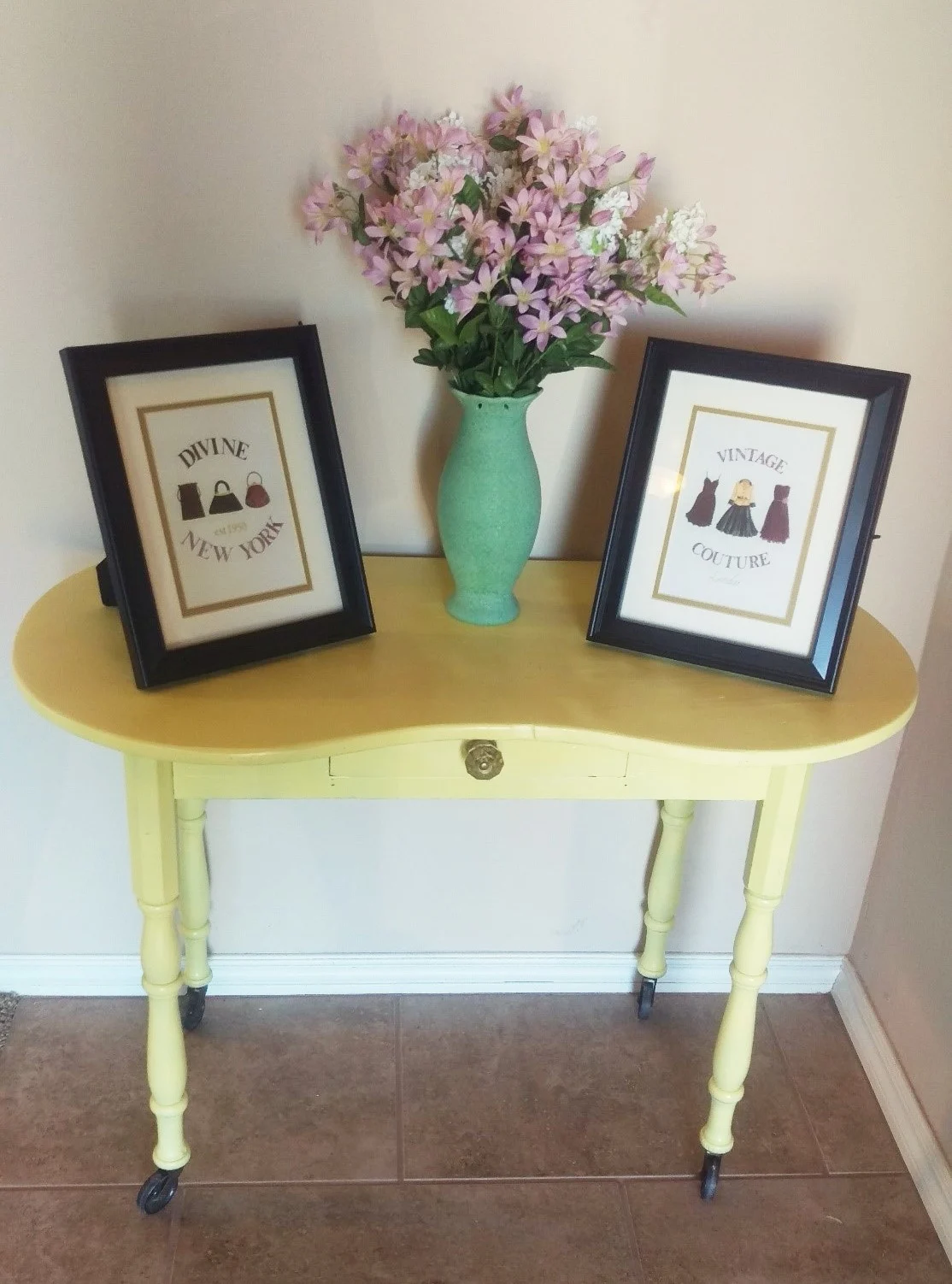 Spray Painting Furniture finished entry table