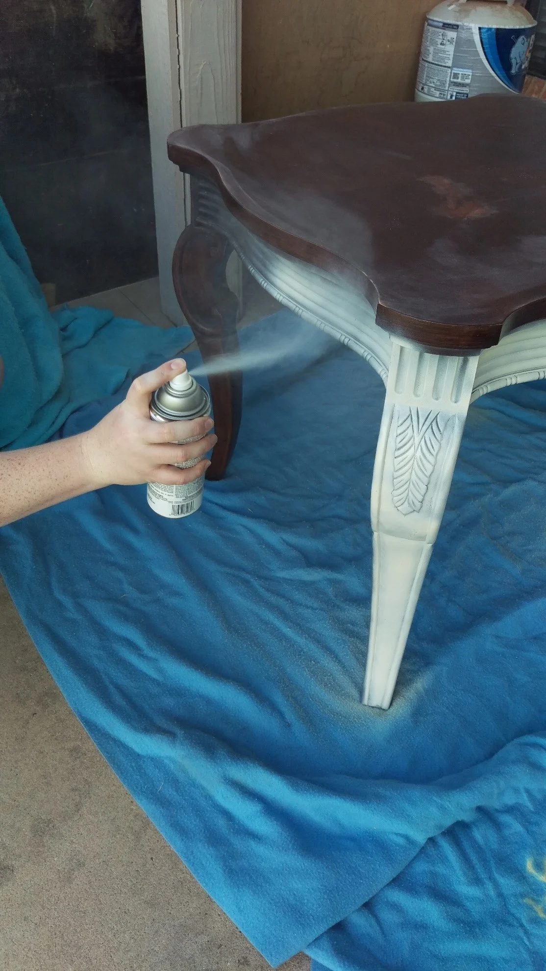 Spray Painting Furniture painting legs