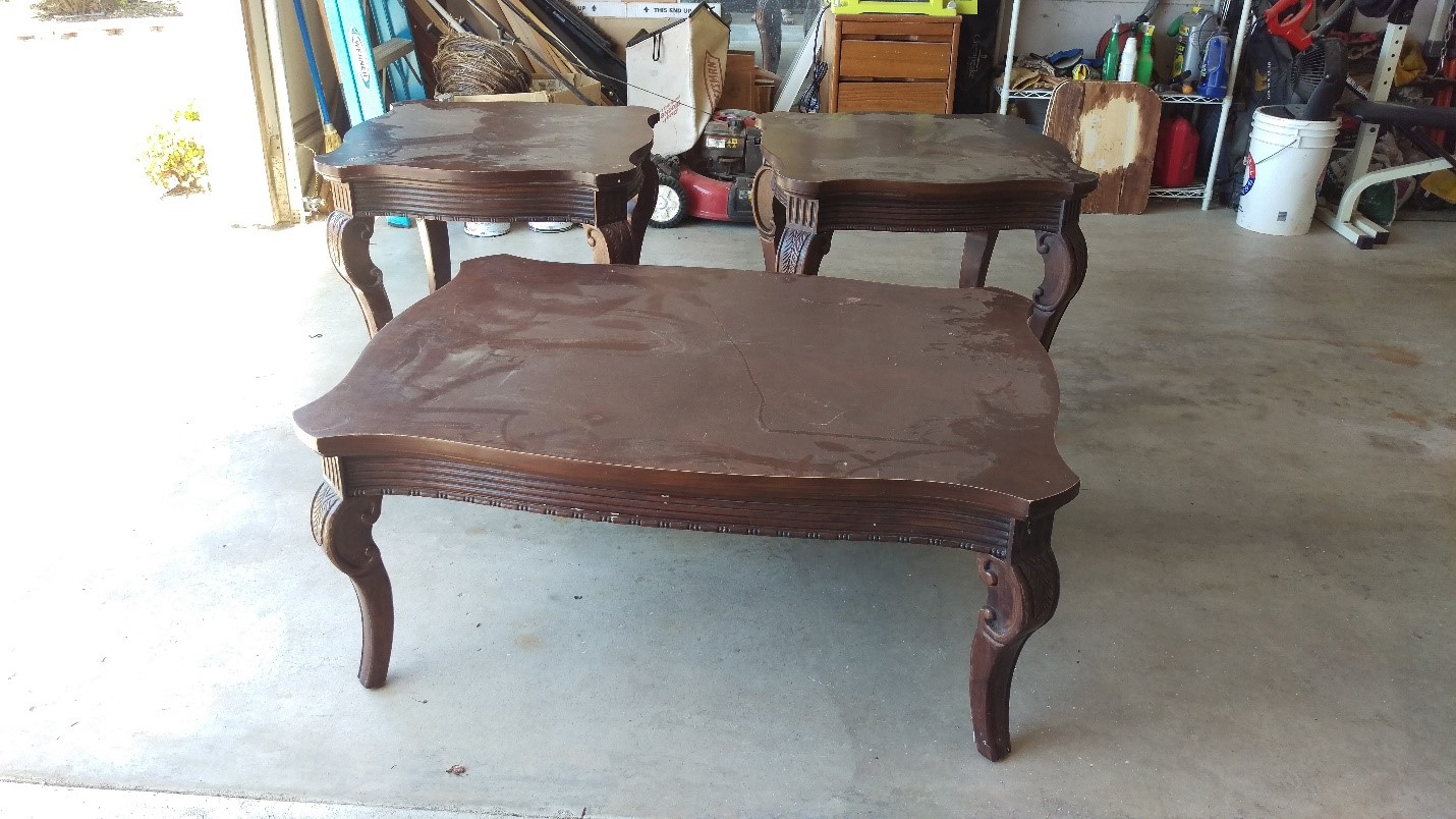 Spray Painting Furniture tables before
