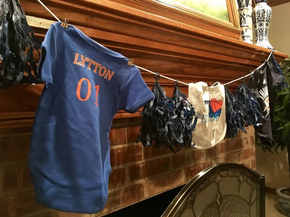 Thunder Basketball Baby Shower Gift Area