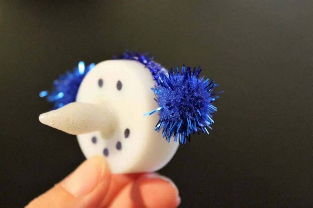Snowman Tealight Ornaments pom pom earmuffs