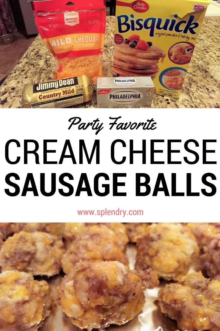 Easy and delicious Cream Cheese Sausage Balls made with only four ingredients! A perfect party food your crowd will love!