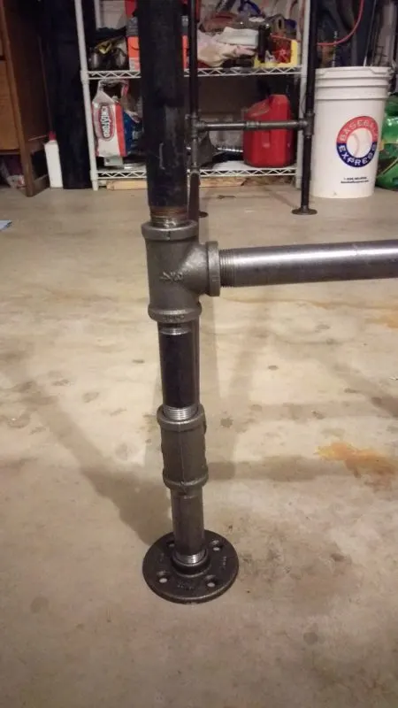 Metal Pipe Desk DIY - back legs of the desk