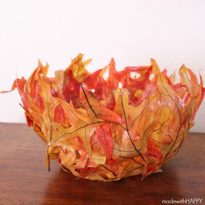 leaf bowl - easy fall DIY projects - Splendry