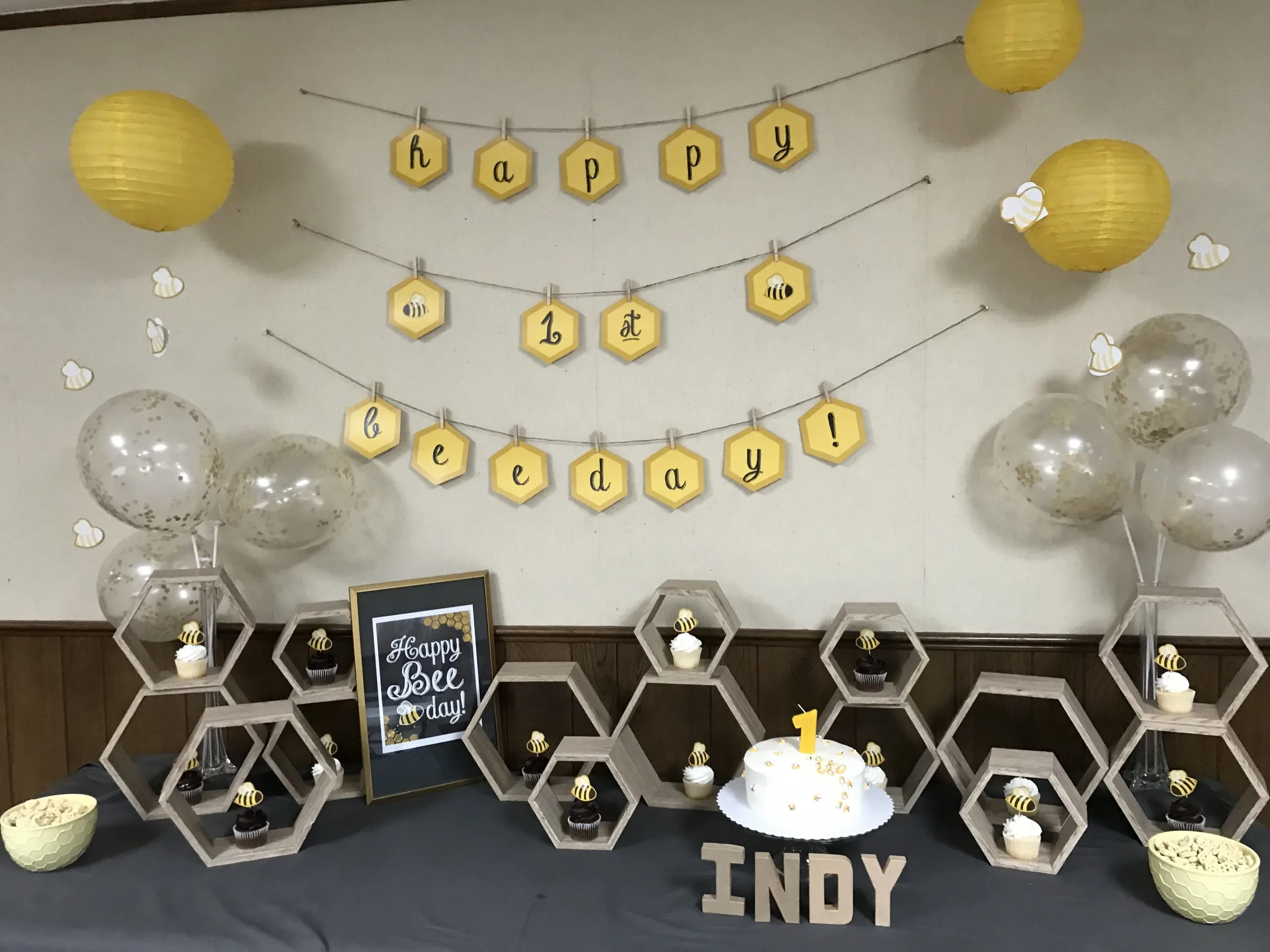 Virtual Baby Shower BEE Birthday Party Decor,First BEE-Day