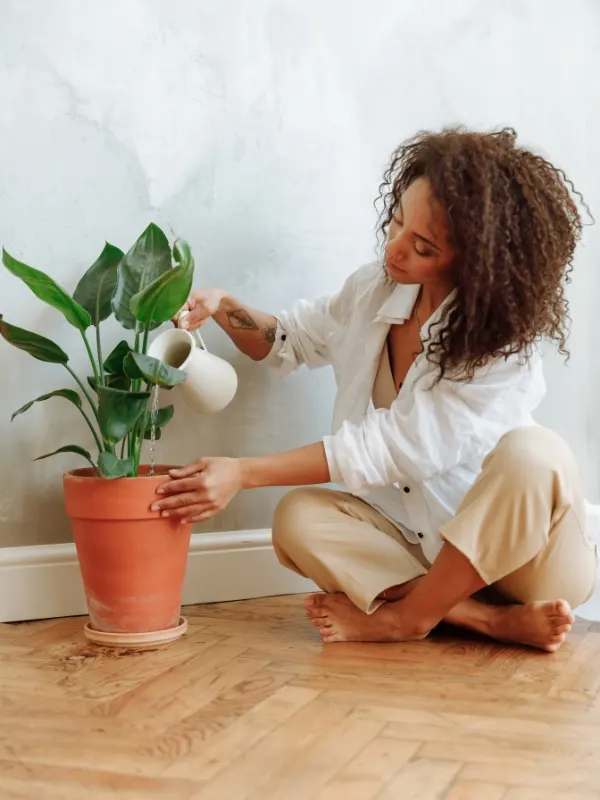 woman watering plants
